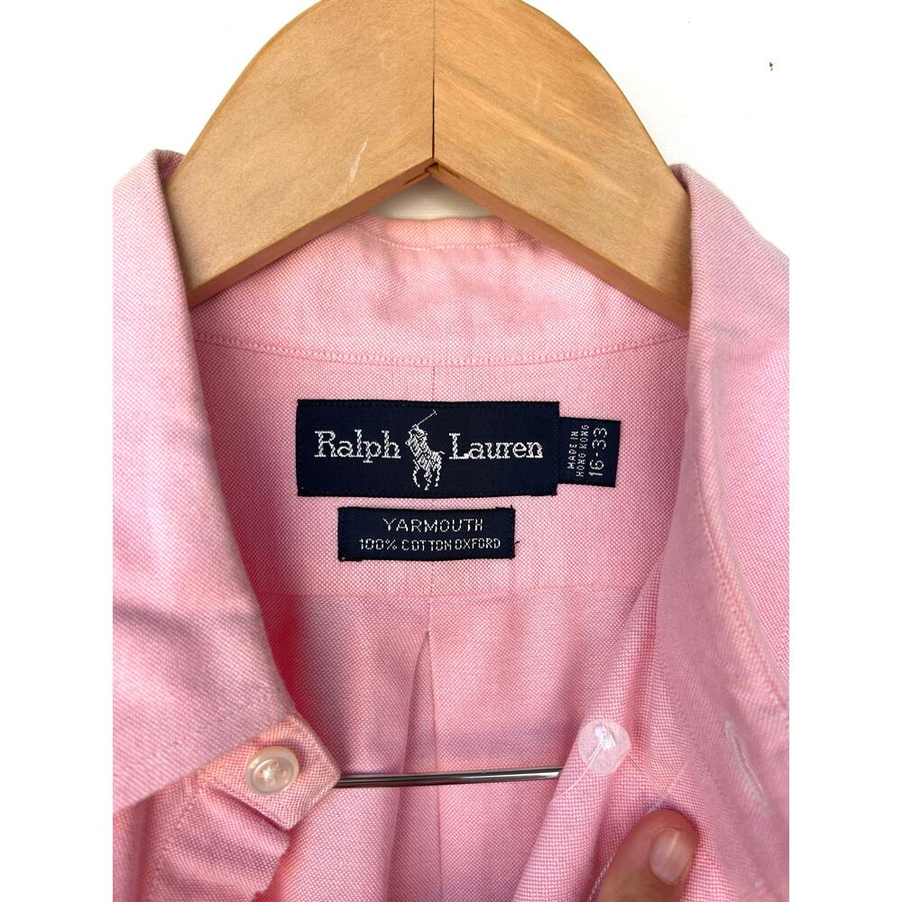 Vintage Ralph Lauren Pink Oxford Yarmouth Button Down Shirt Pony Logo Large - Picture 3 of 8